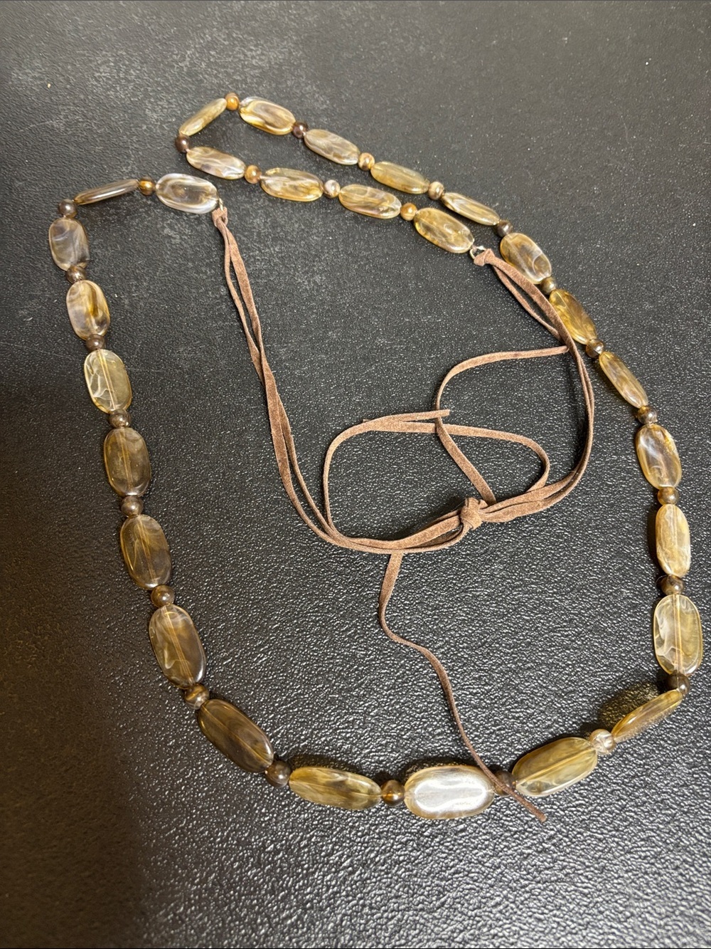Boho Brown Leather Brown Acrylic Beaded Western Belt